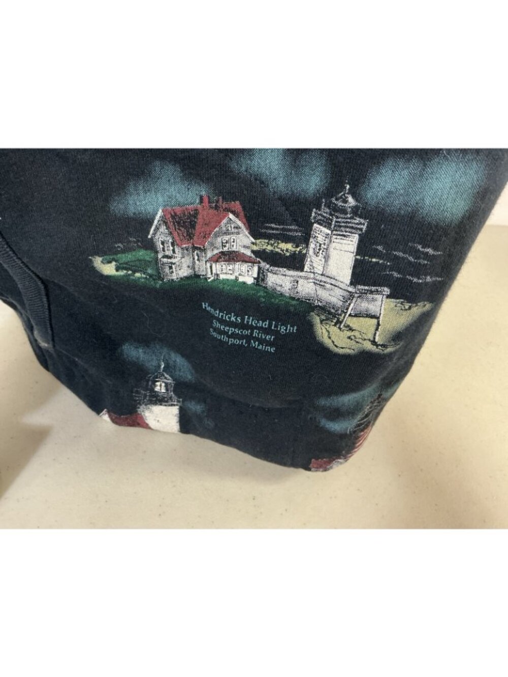 Vintage Lighthouse Sweatshirt Cardigan Made USA Nautical Print Womens XL - Picture 3 of 8
